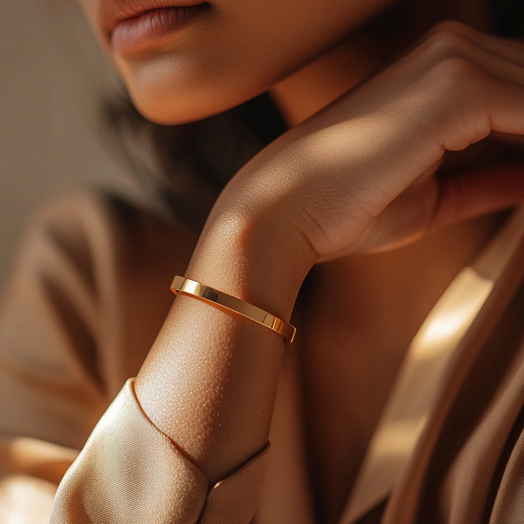 Personalisierte Armreif mit Text Gravur - 18K Gold - Geschenk für Männer &amp; Frauen